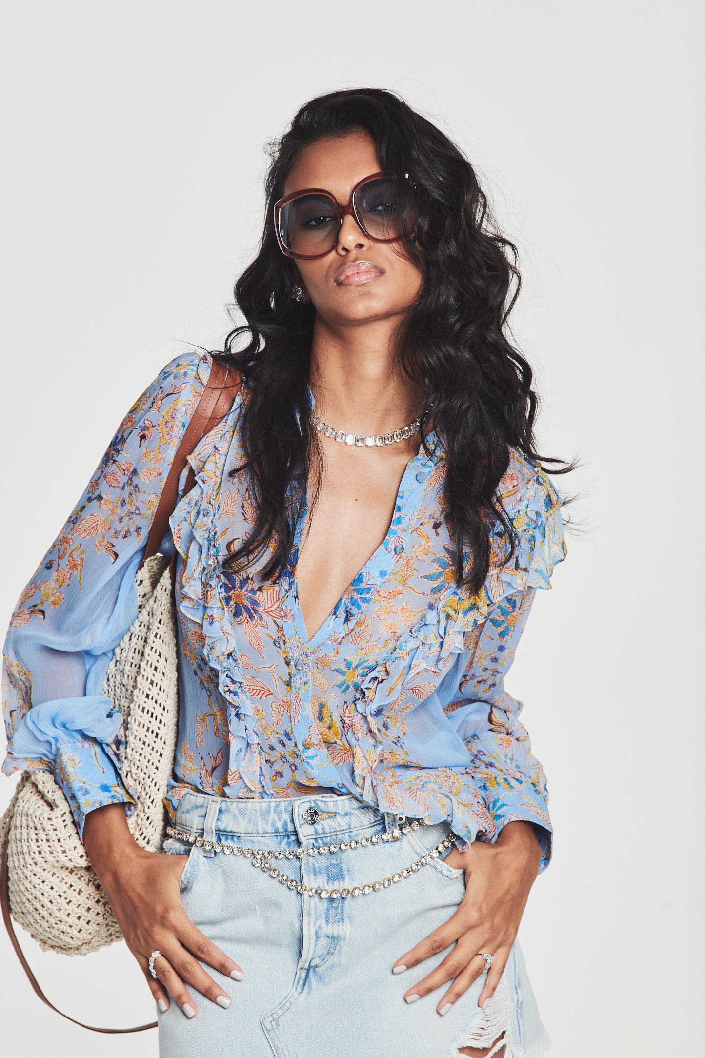 Hemant & Nandita Lyna Sky Blue Top