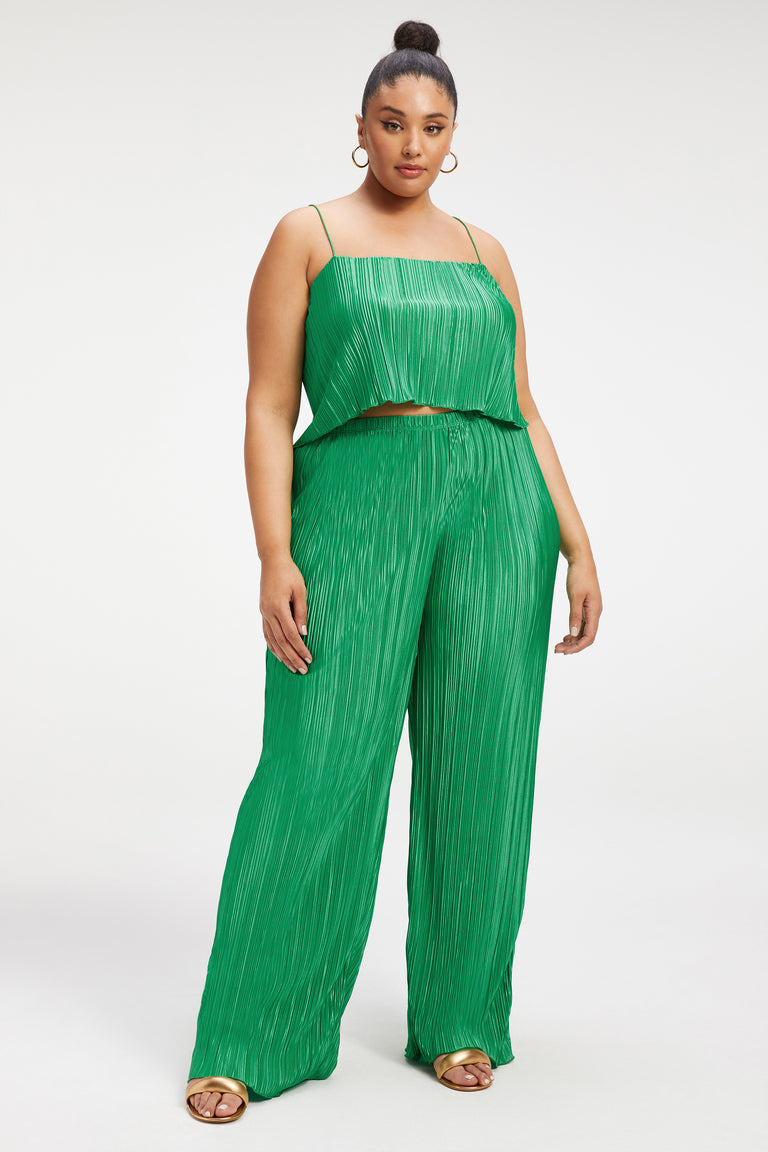 GOOD AMERICAN ALWAYS FITS PLISSE WIDE LEG PANT