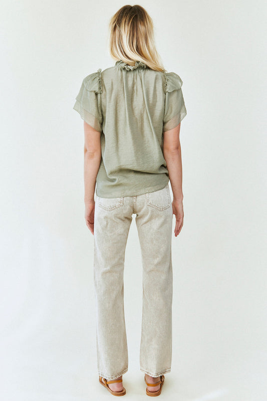 HUNTER BELL MILLIE TOP - KHAKI GREEN