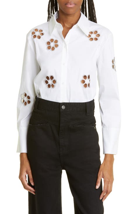 Alice & Olivia Finely Embellished Button-down