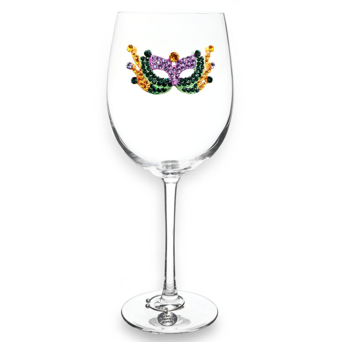 Mardi Gras Mask Jeweled Stemmed Wine Glass