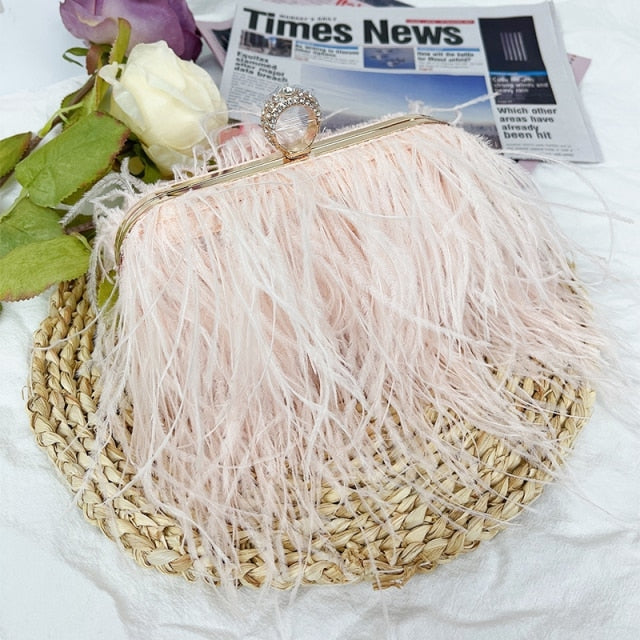 CHAMPAGNE FEATHER BAG