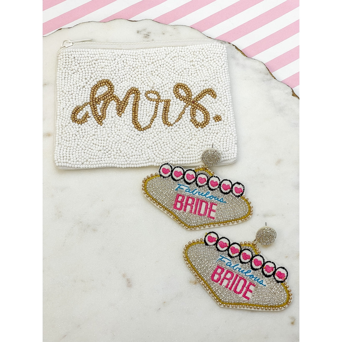 'Fabulous Bride' Vegas Beaded Dangle Earrings