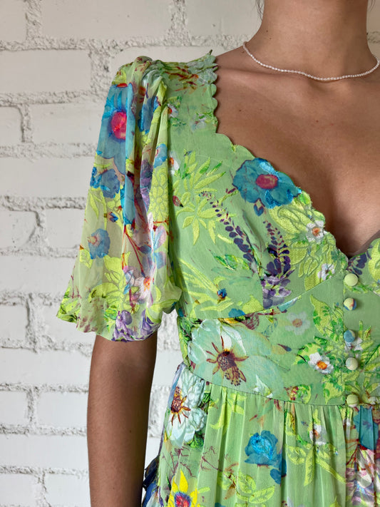 Hemant & Nandita Laya Leaf Green Dress