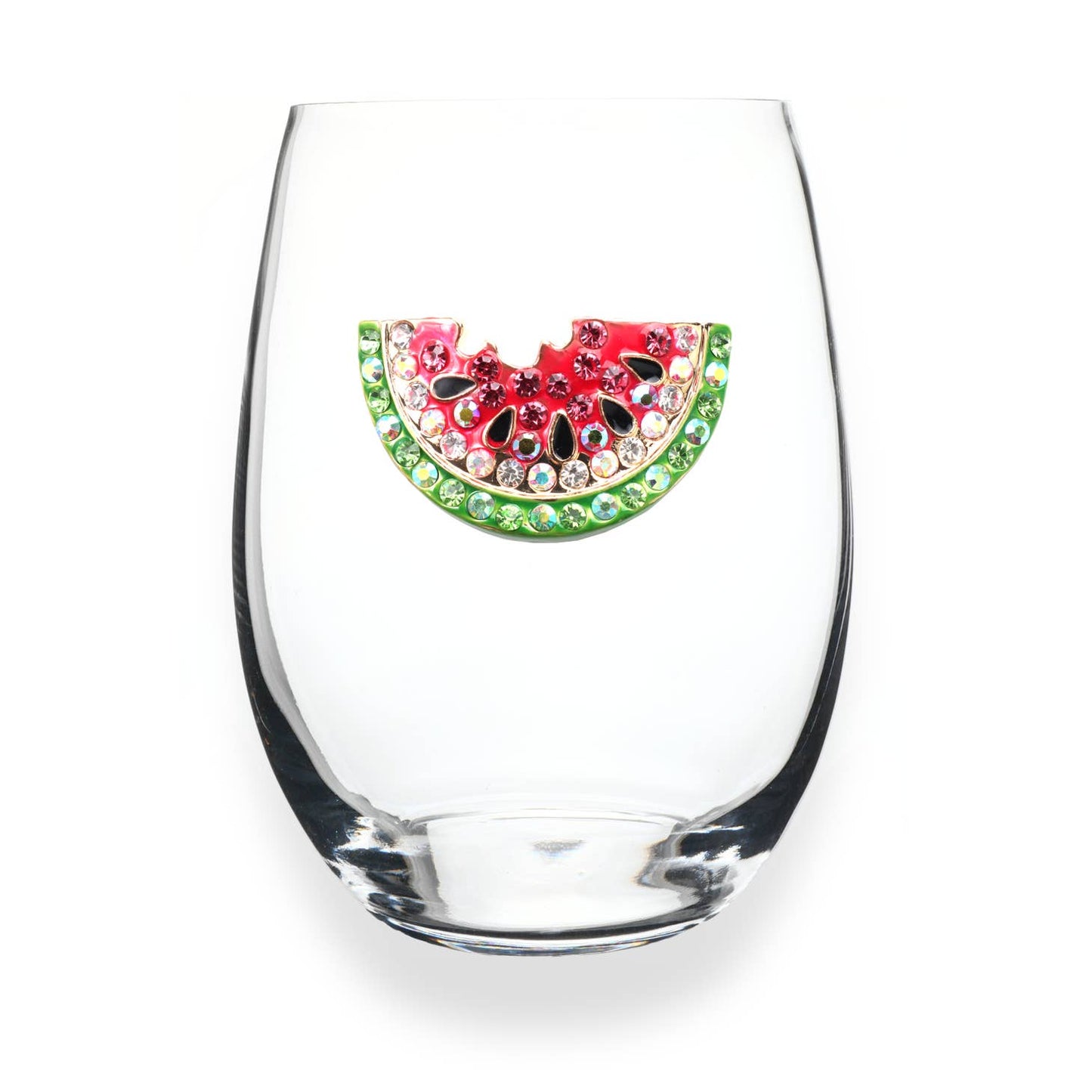 Watermelon Jeweled Stemless Wine Glass