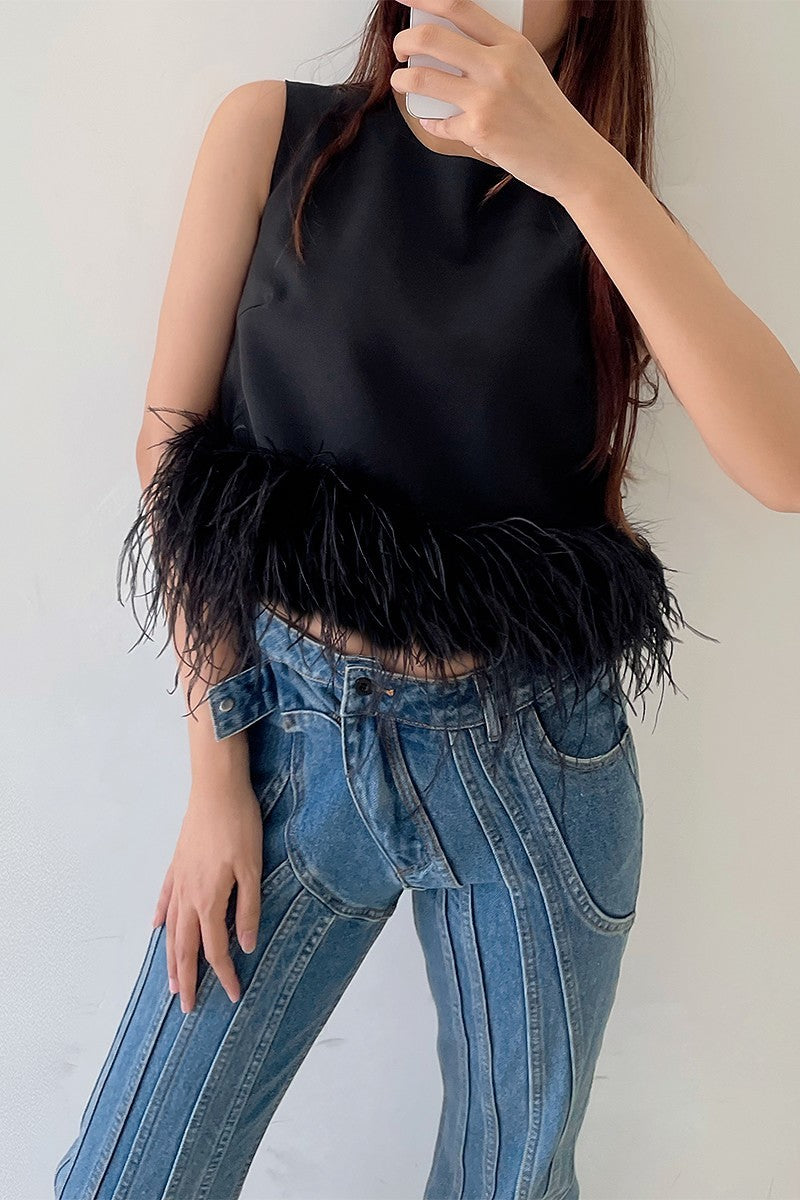 The Morgan Feather Top - Black