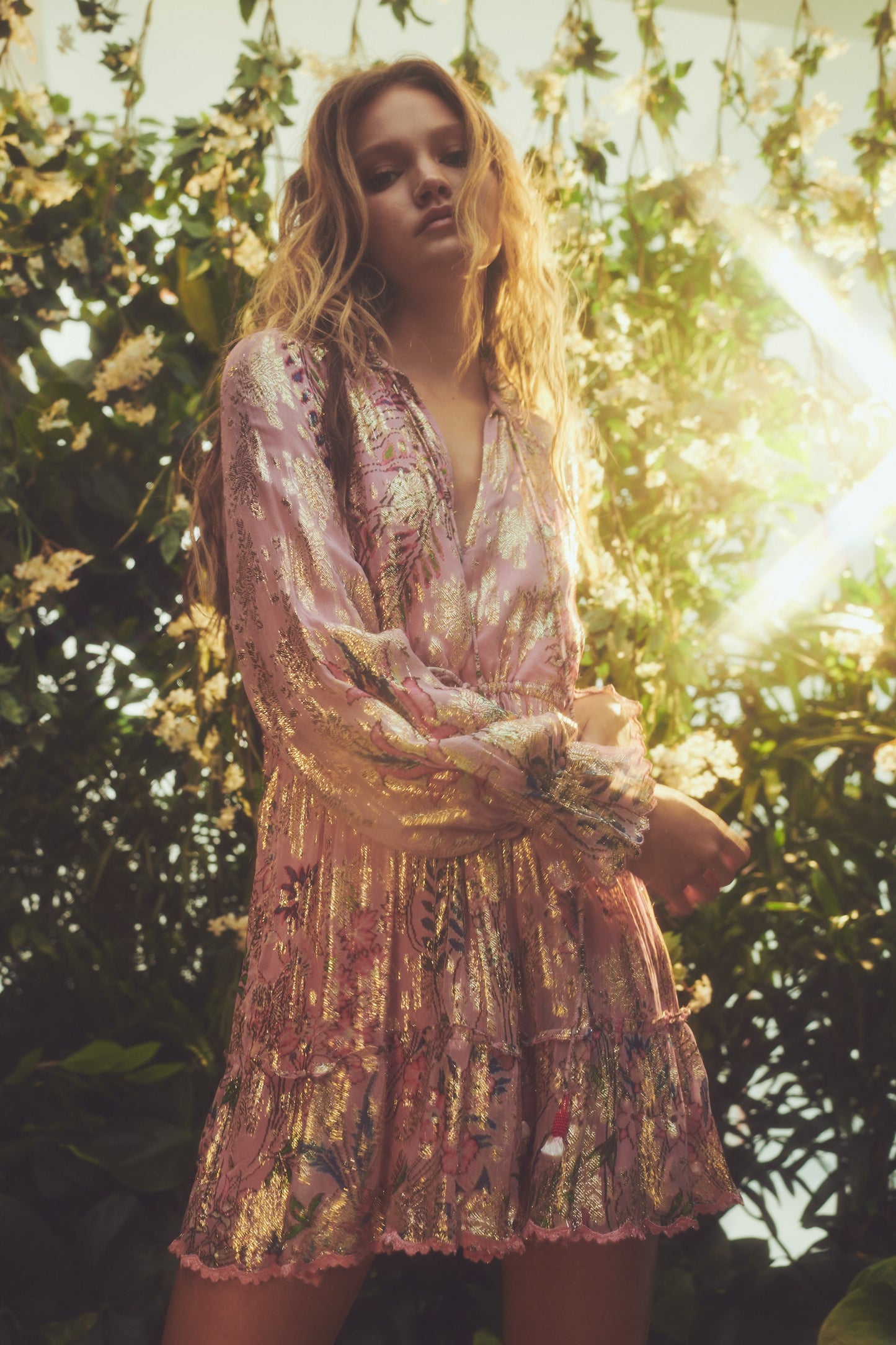 Hemant & Nandita Lilac Floral Lurex Dress