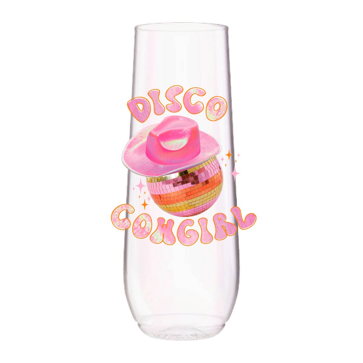 Disco Cowgirl Cheeky Reusable Tossware 9oz Champagne