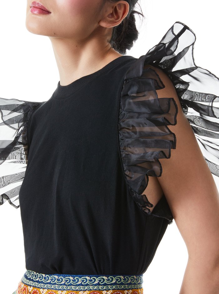 Alice + Olivia Garner Boxy Organza Sleeve Tee