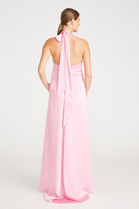 Monique Lhuillier Garden Rose Satin Long Dress