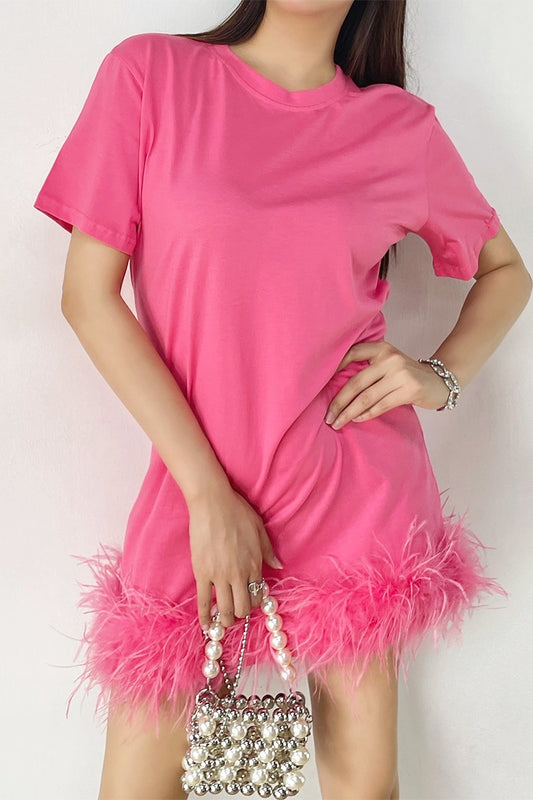 Hot Pink Feather Dress