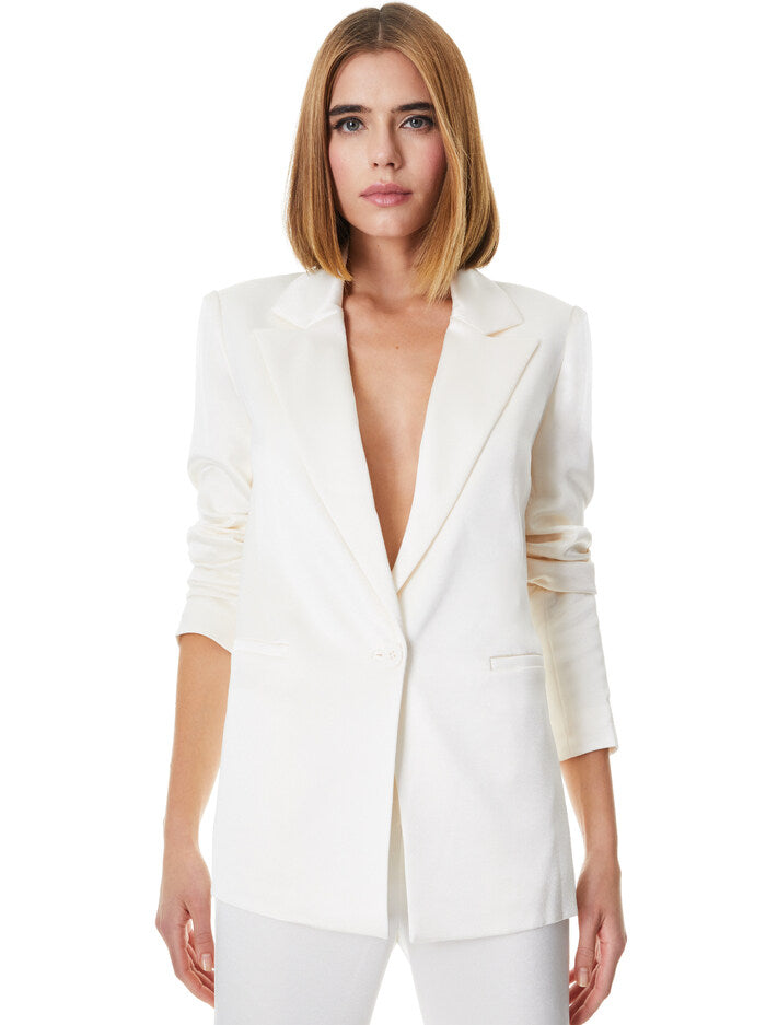 Alice & Olivia Denny Notch Collar Boyfriend Blazer - Ecru