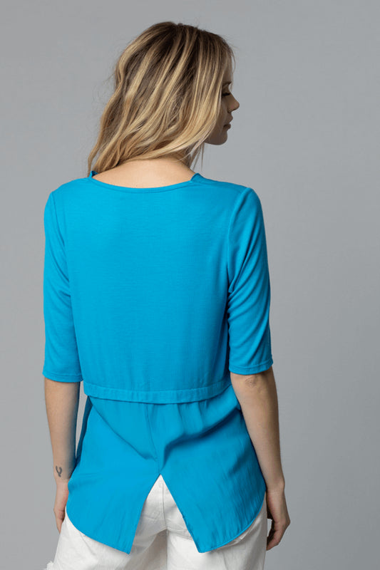 Sky Blue Split V Neck