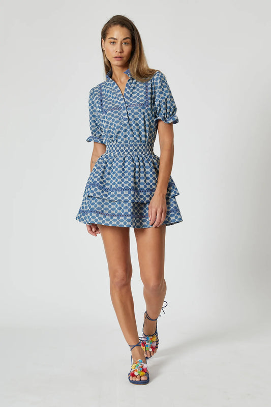 THE MINI SKIRT - BLUE PRINT DENIM