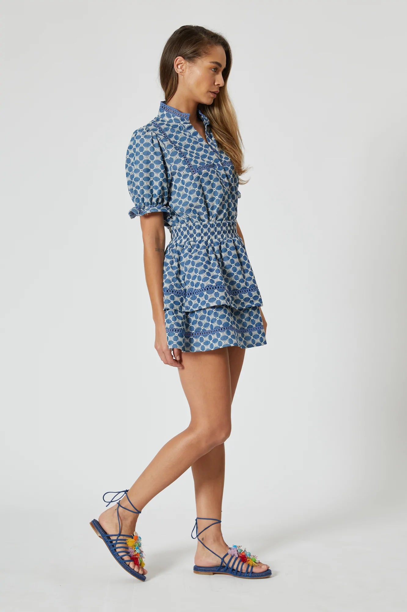 THE MINI SKIRT - BLUE PRINT DENIM