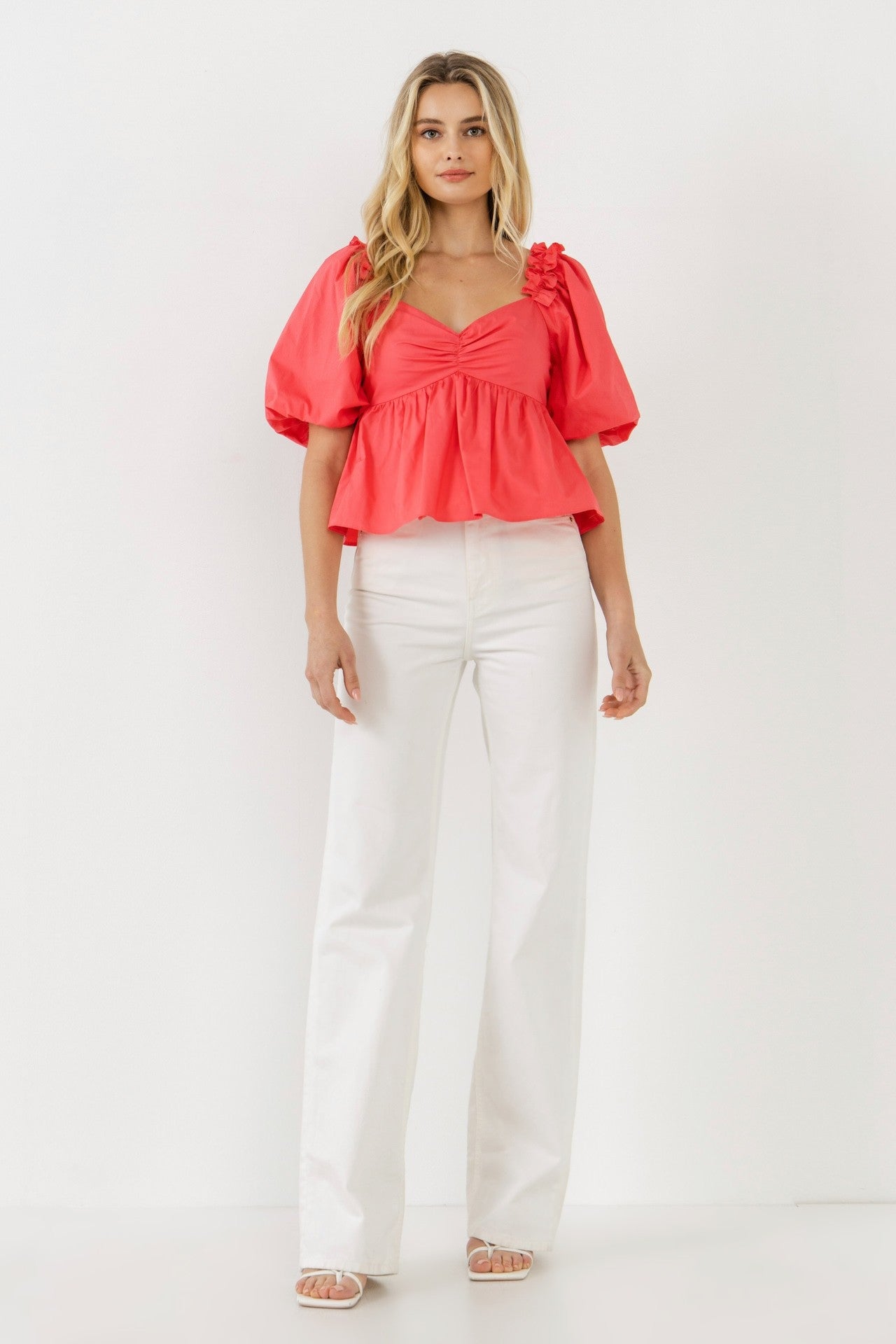 Coral Pink Ruffle Top