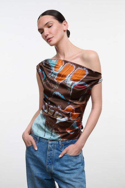 Staud PHARE SILK TOP BUTTERFLY SKY