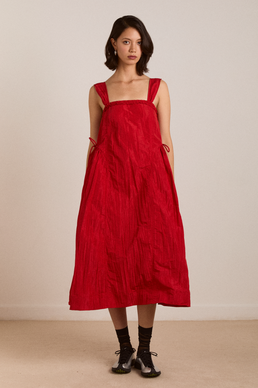 Damson Madder Elina Midi Dress - Red Taffeta