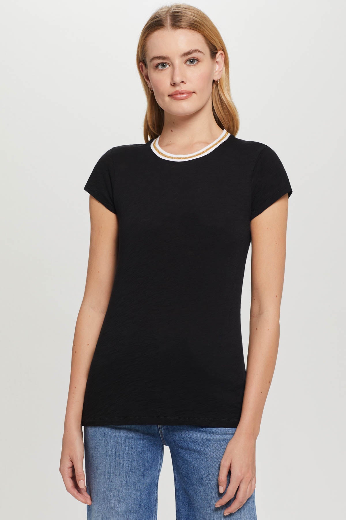 METALLIC TIPPED RINGER TEE