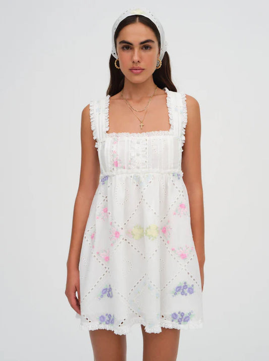 FOR LOVE & LEMONS ANDREA EMBROIDERED MINI DRESS