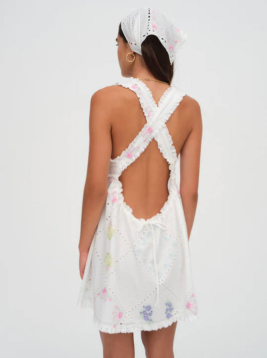 FOR LOVE & LEMONS ANDREA EMBROIDERED MINI DRESS