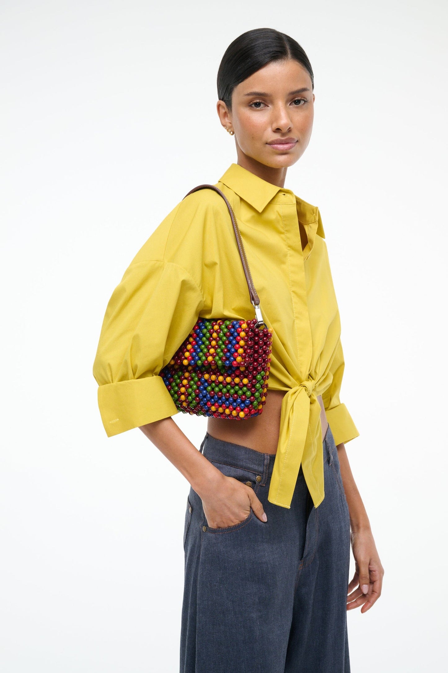 Staud Timmy Shoulder Bag Jungle Stripe