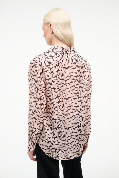 Staud ROXBURY SILK SHIRT ALMOND BLACK