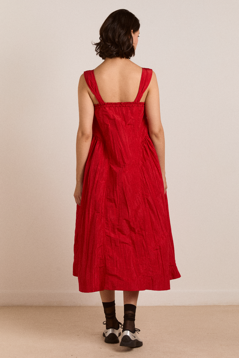 Damson Madder Elina Midi Dress - Red Taffeta