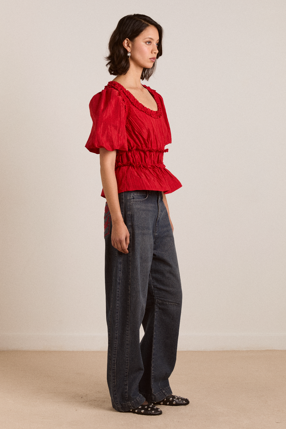 Damson Madder Everly Ruffle Blouse Top