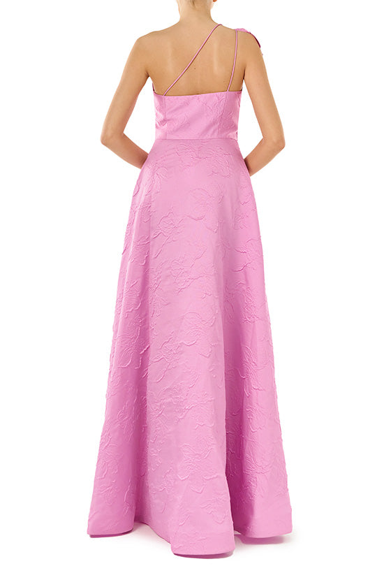 Monique Lhuillier One Shoulder Jacquard Dress - Soft Orchid