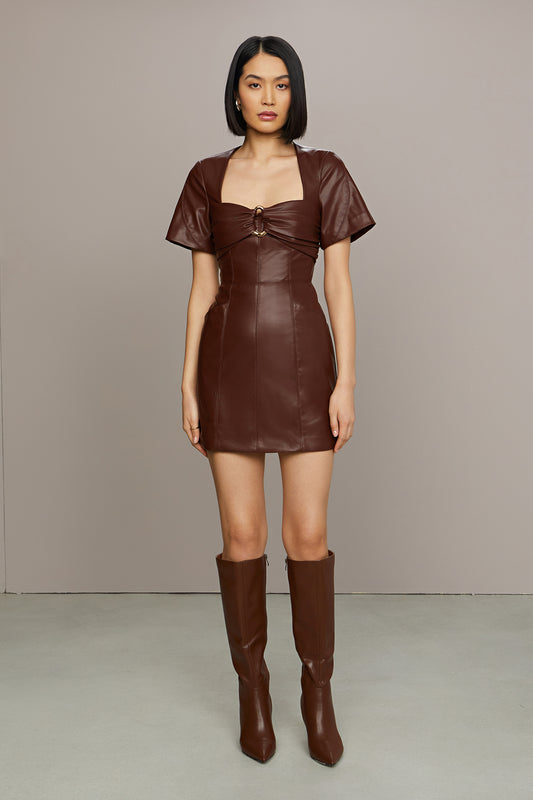 AMur Joey Leather Mini Dress
