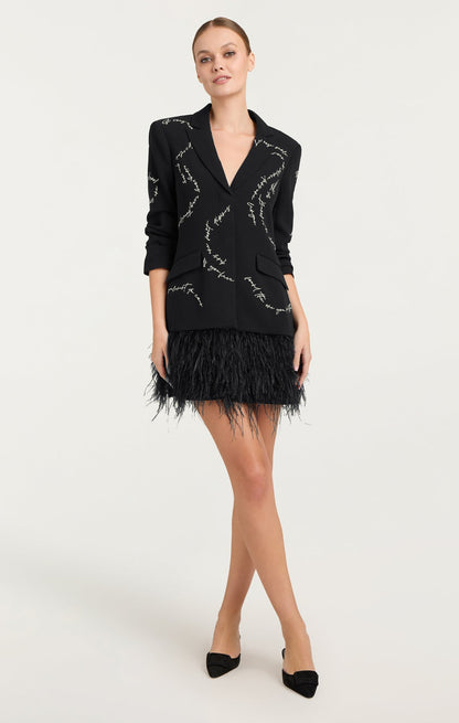 Cinq a Sept FEATHER AND SCRIPT EMBELLISHED JOEL DRESS