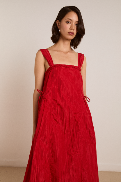 Damson Madder Elina Midi Dress - Red Taffeta