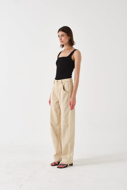 Seventy + Mochi Nina Barrel Leg Jean in Vanilla