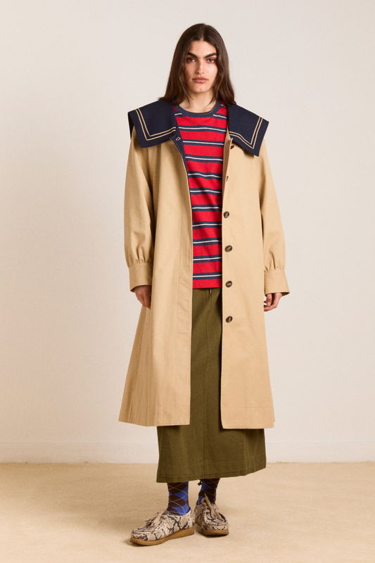 Damson Madder Ella Trench - Navy Tan