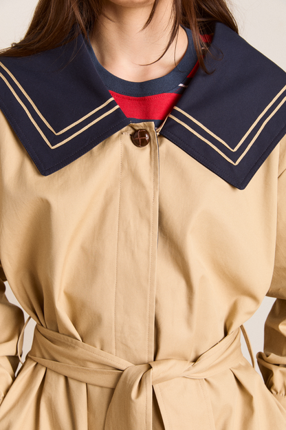 Damson Madder Ella Trench - Navy Tan