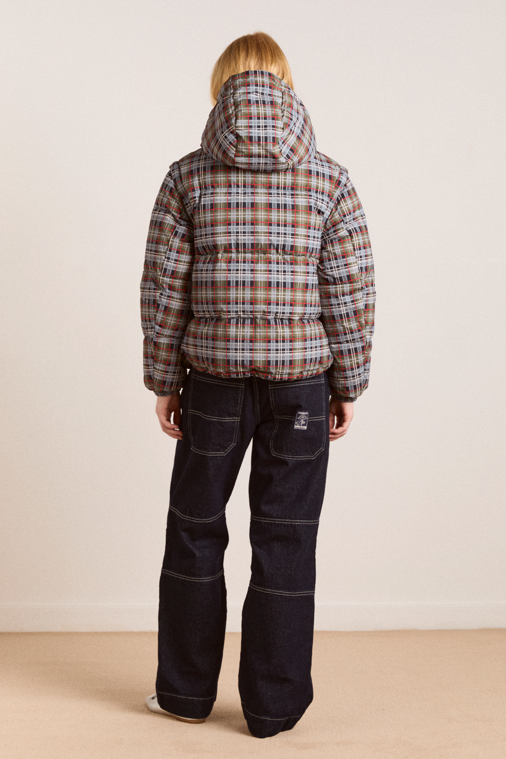 Damson Madder Pearl Hooded Puffer - Multi Check