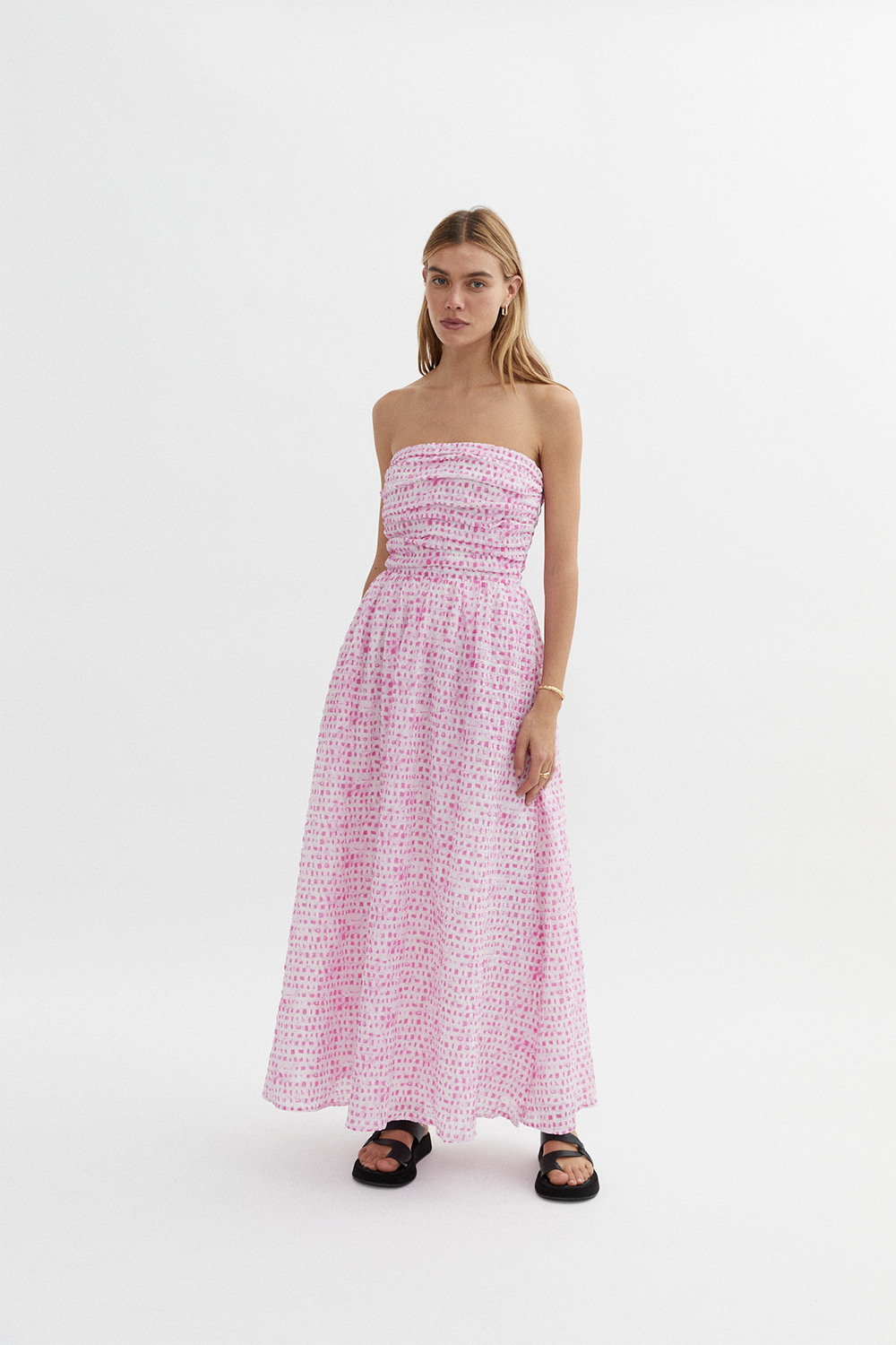 blanca pink dress Blanca Vita V-neck Stappy Dress | Pink