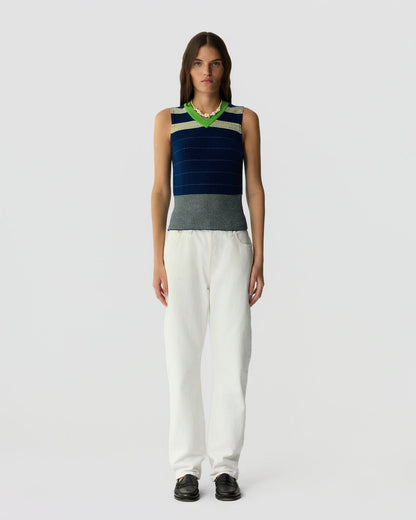 Guest in Residence Collegiate Stripe Vest - Navy Combo