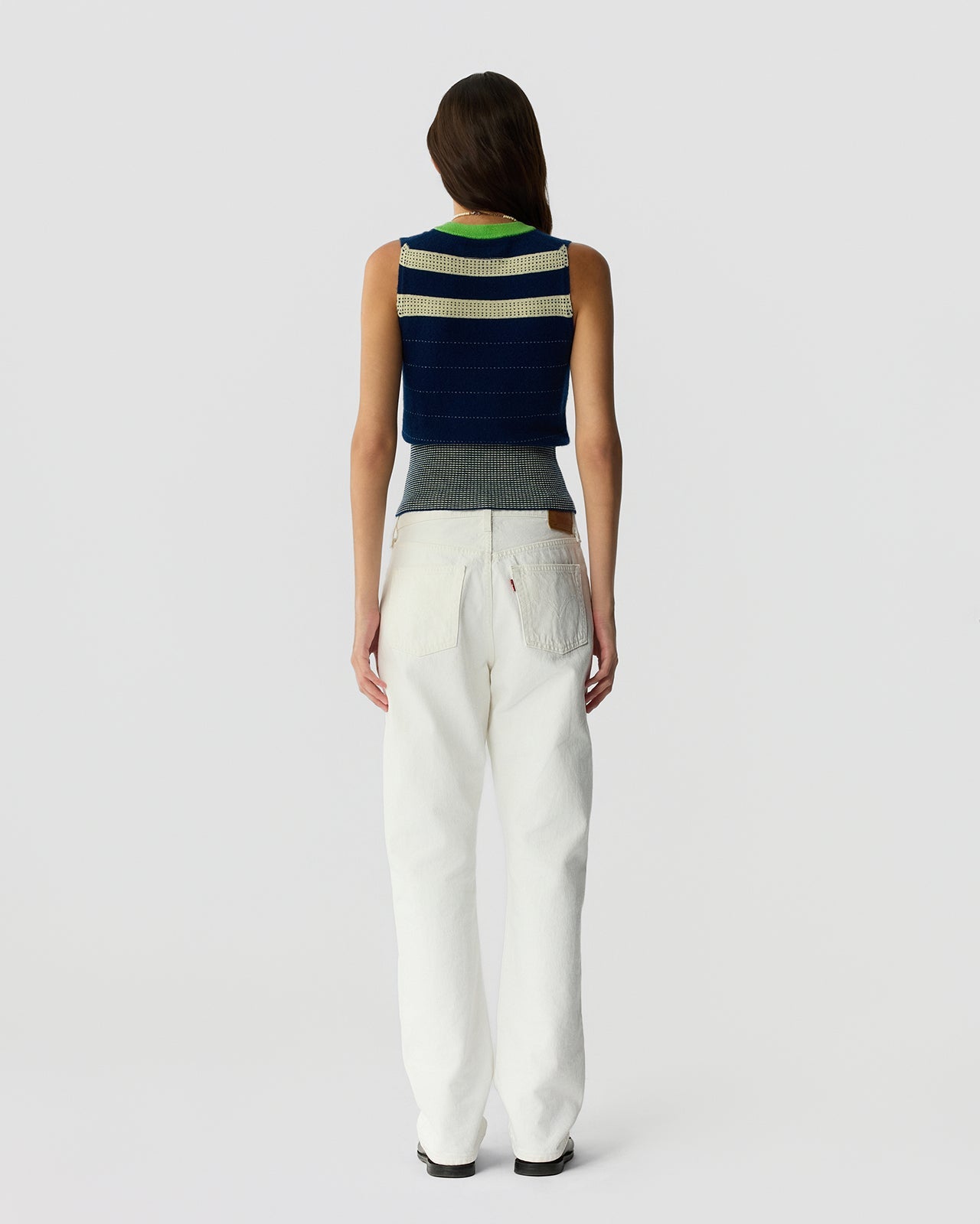 Guest in Residence Collegiate Stripe Vest - Navy Combo