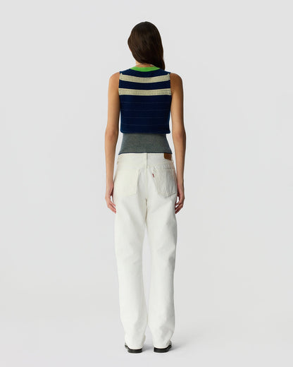 Guest in Residence Collegiate Stripe Vest - Navy Combo