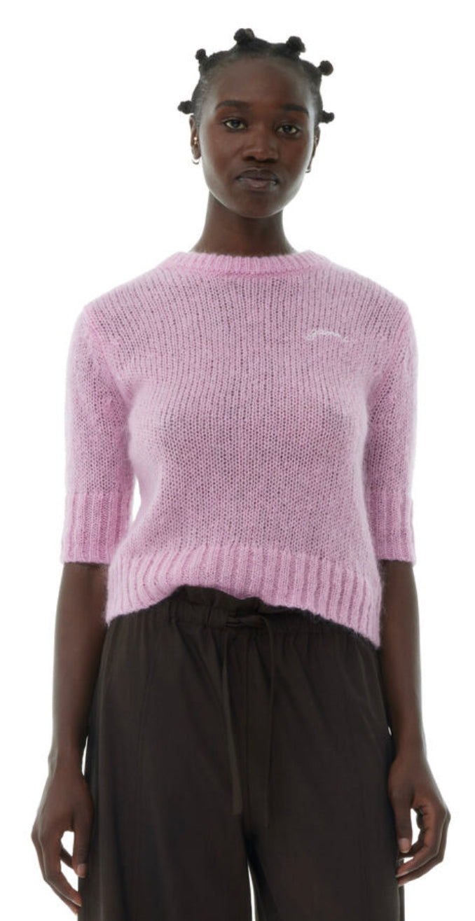 Ganni Lilac Mohair O-Neck Sweater