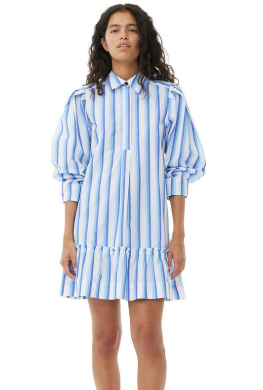 Ganni STripe Cotton Mini Shirt Dress