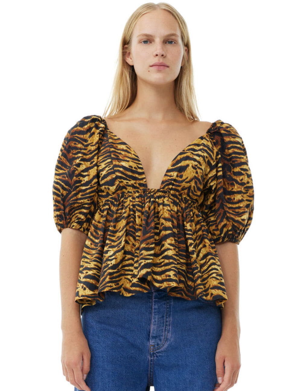 Ganni Printed Cotton Blouse