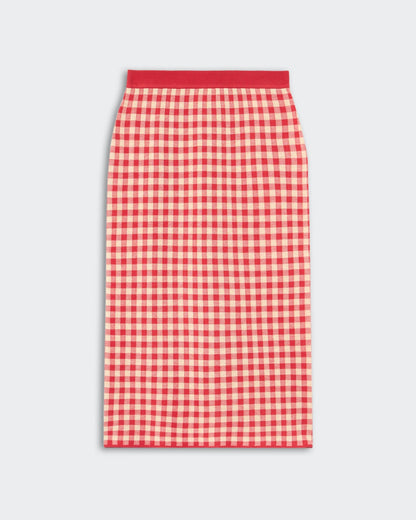 Guest in Residence Gingham Long Skirt - Scarlet