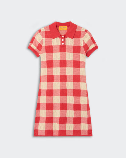 Guest in Residence Gingham Polo Dress - Scarlet/Mist