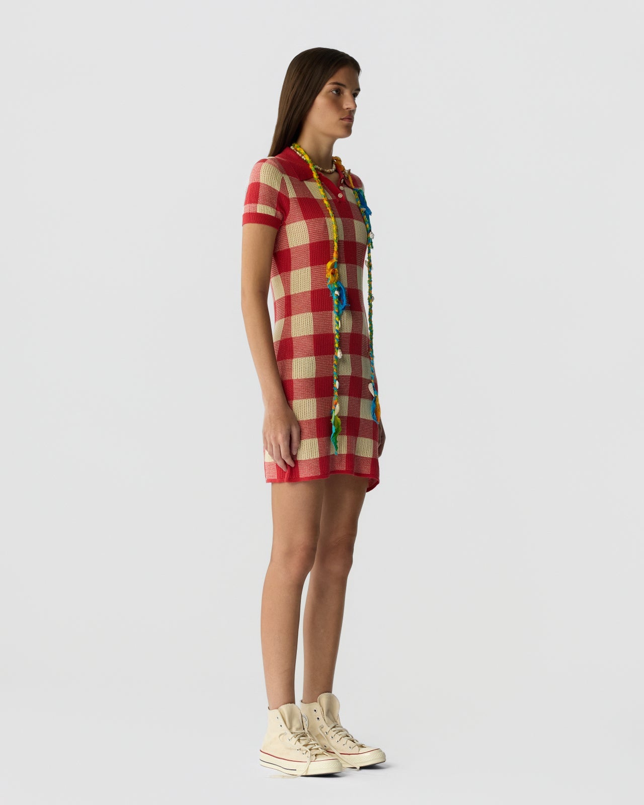 Guest in Residence Gingham Polo Dress - Scarlet/Mist