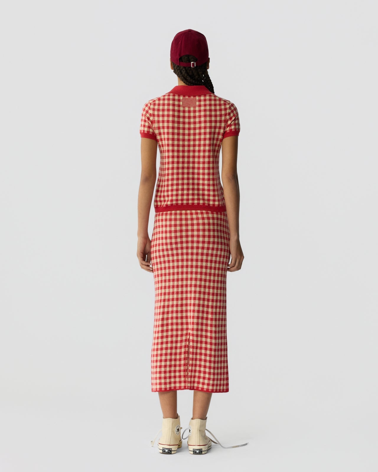 Guest in Residence Gingham Shrunken Polo - Scarlet