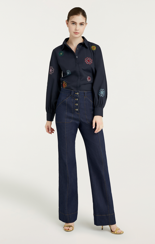 Cinq a Sept Heatset Daisy Embellished Kandice Top