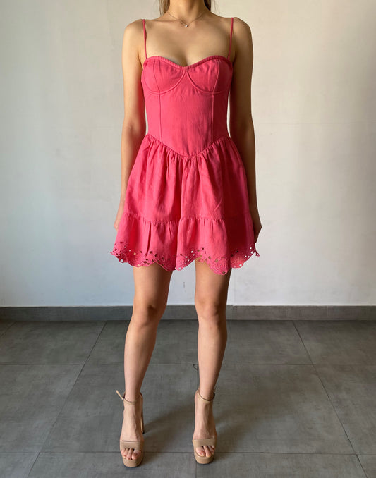 Hemant & Nandita Anay Pink Linen Short Dress
